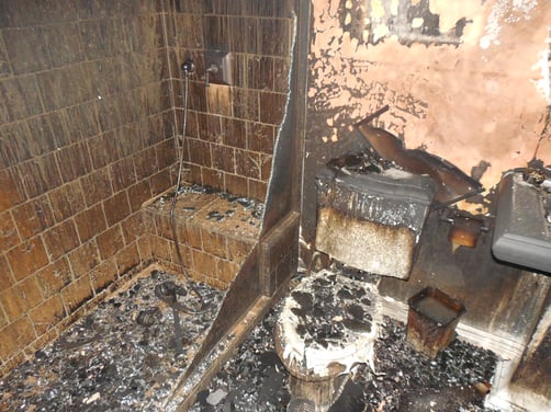 Bathroom burned in fire