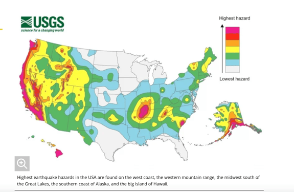 USGS earthquake hazards map