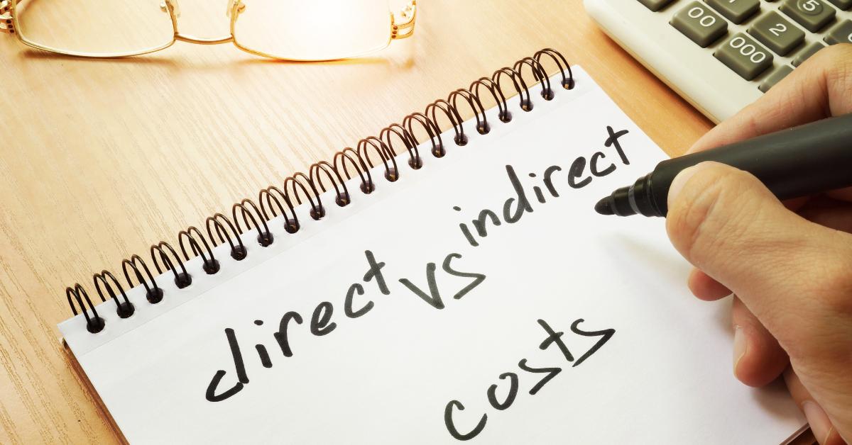 Direct vs indirect costs written on a notepad.