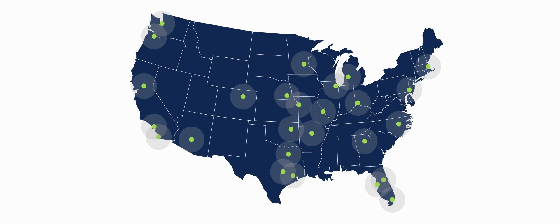 Map of RMC Group's 26 locations across the US